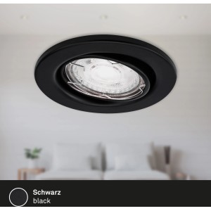Brilo LED-Einbauleuchte Sten 3er-Set, matt-schwarz, schwenkbar, für den Innenbereich.