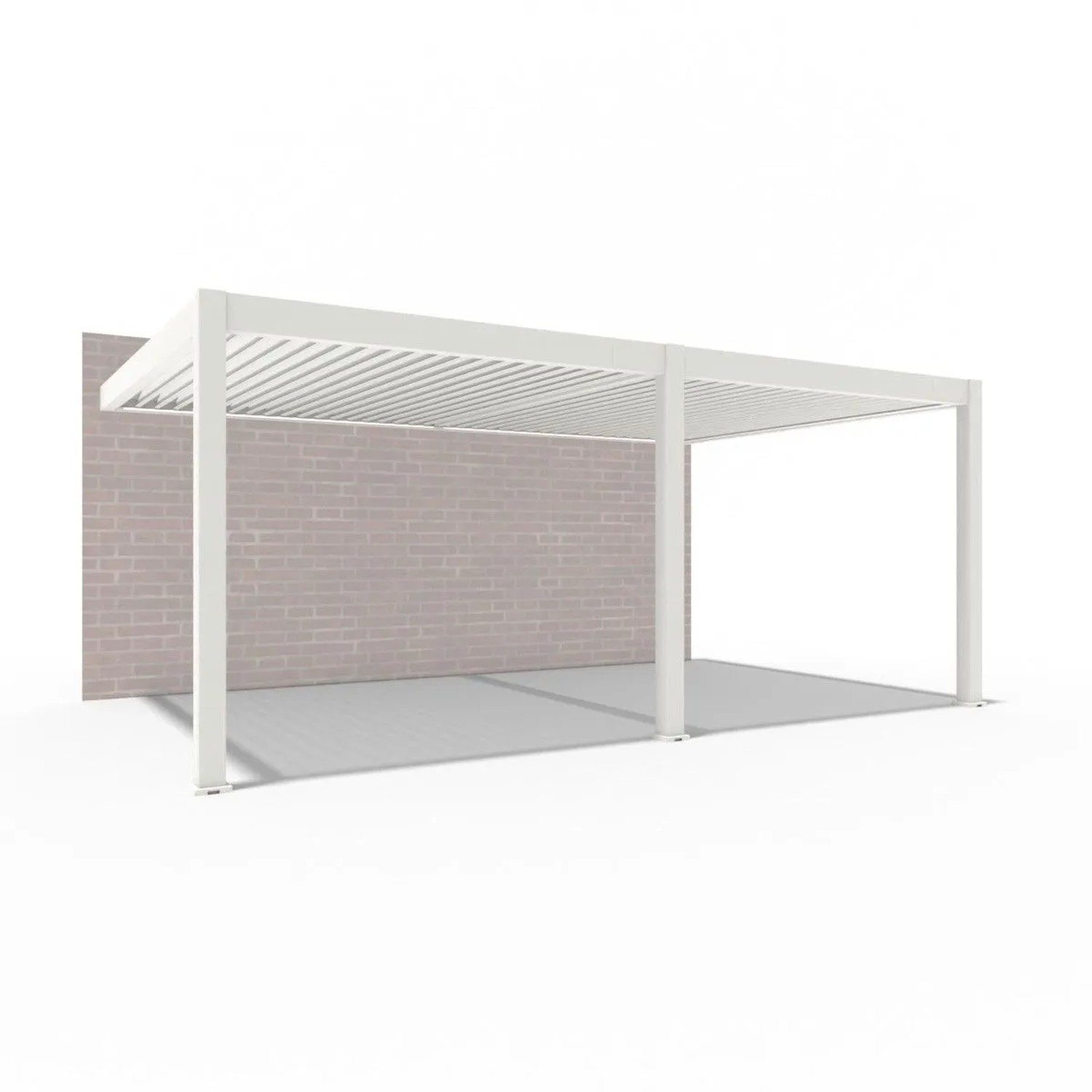 Weide E-Deluxe Plus | elektrische Wand Pergola mit LED | Voll Aluminium | 4 x 6 M | motorisiertes Lamellendach weiß_2