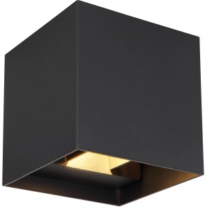 Moderne, schwarze LED-Außenleuchte Veronika von Globo, quadratisch, 100x100 mm. Wandleuchte für den Außenbereich.