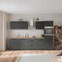 Moderne graue Held Küchenzeile Kempten 300 cm ohne E-Geräte. Inklusive Spüle und Arbeitsplatte.