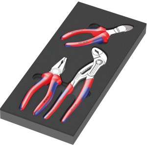 Wera Schaumstoffeinlage mit Knipex Zangen-Set (3-teilig) für Werkstattwagen. Zangen in passgenauen Aussparungen.