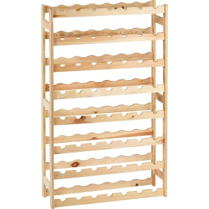 OBI Holzweinregal L aus Kiefernholz mit 8 Regalböden für 56 Flaschen.