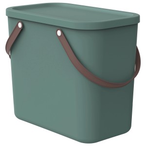 Rotho Albula Multibox 25L in Mistletoe Green: Stapelbare Aufbewahrungsbox mit Deckel und Tragegriffen.