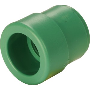 Grüne PPR-Reduzierung DN 32-25 aus Kunststoff für Sanitärinstallationen.