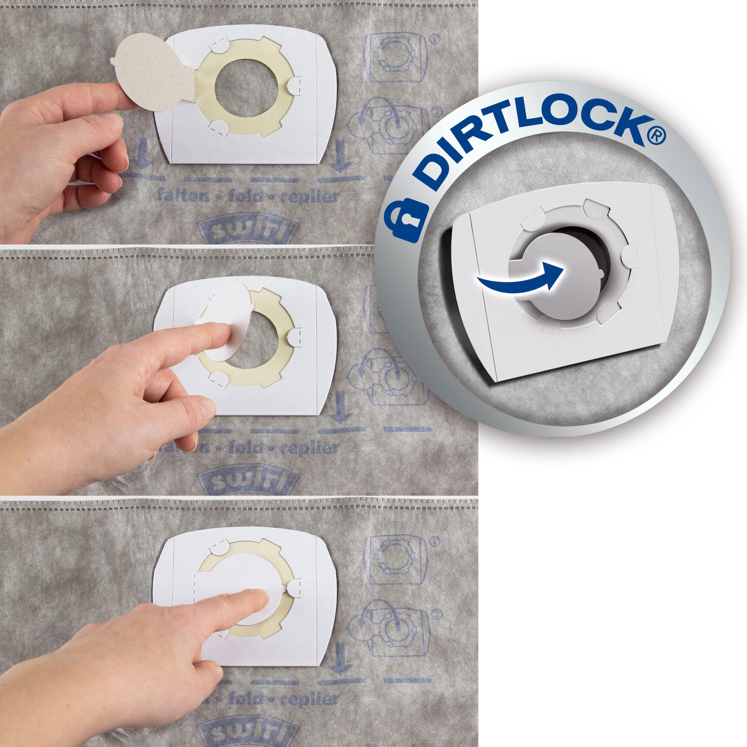 Swirl KÄ 3 Staubsaugerbeutel, 3 Stück, mit Verschlussmechanismus für Nass- und Trockensauger.