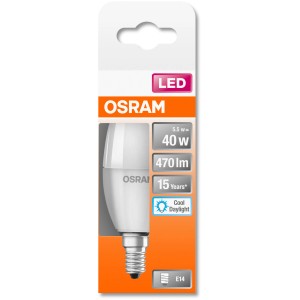Osram LED E14 Kerzenform Leuchtmittel, 4,9W, 470lm, 10x3,7cm, in Verpackung.