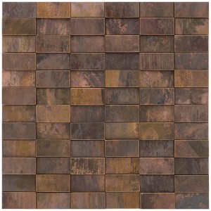 3D Mosaikfliese aus Metall in Kupferoptik, 30x30cm, für Wandverkleidung im Innenbereich.