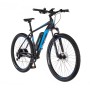 Schwarzes Fischer E-Bike Mountainbike Montis EM 1724 mit blauem Akku.