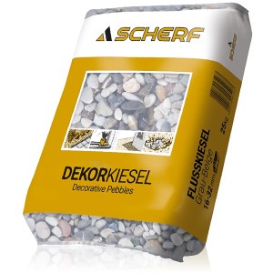 Sack Scherf Flusskiesel Grau-Beige, 16-32 mm, 25 kg, Zierkies für Garten & Deko.