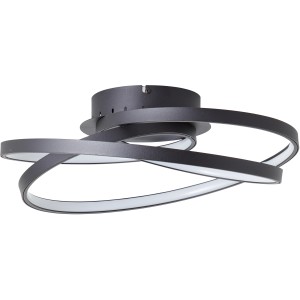 Moderne LED-Deckenleuchte Labyrinth, 40 cm, schwarz, mit verschlungenen Kreisen für Wohnzimmer, Schlafzimmer oder Flur.