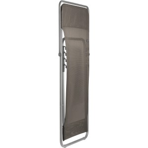 Zusammengeklappter Lafuma Maxi Transat Liegestuhl Batyline® Graphite für Garten & Terrasse.