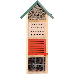 Dobar Insektenhotel-Turm, 50cm hoch, mit verschiedenen Nistmöglichkeiten für Wildbienen und andere Nützlinge.