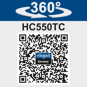 Scheppach HC550TC Kompressor mit QR-Code für 360° Ansicht.