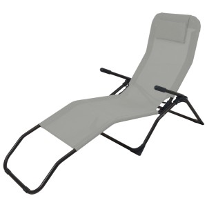 Grauer Loungestuhl Siesta, 158 cm, ideal für Garten und Terrasse. Bequeme Sonnenliege mit Metallrahmen.