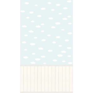 A.S. Création Vliestapete Wallpanel Wolken Blau mit Holzpaneel-Optik.