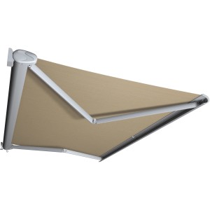 Kassettenmarkise Perform, 300x200 cm, silbernes Gestell, beigebraunes Tuch. Ideal für Terrasse und Balkon.
