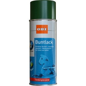 OBI Buntlack Spray RAL 6002 Laubgrün, seidenglänzend, 400ml Dose.