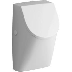 Geberit Renova Plan Wandurinal, weiß, mit Deckel, Zulauf/Ablauf hinten. Modernes Design für jedes Bad.