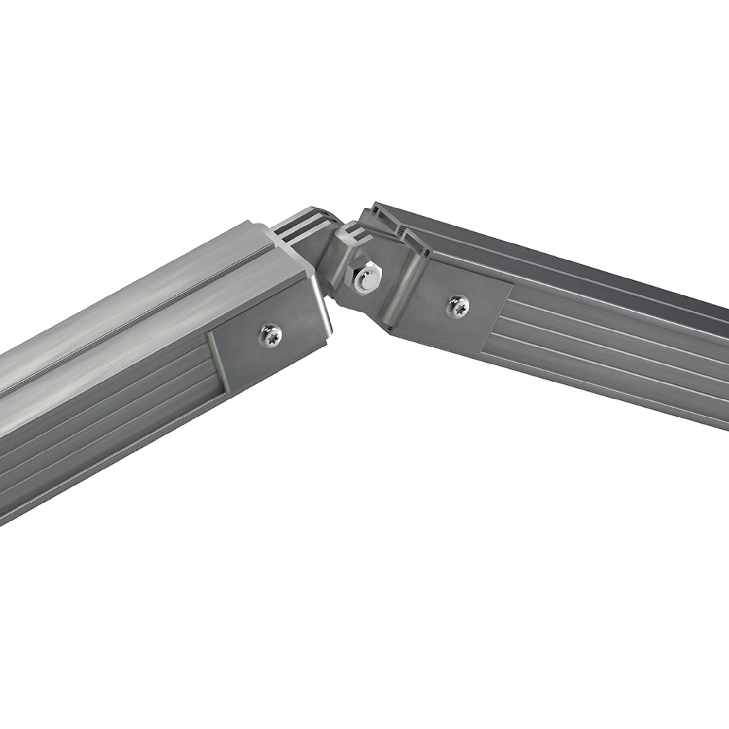 Aluprofil für Terrassen-Unterkonstruktion, 4,5x2,3x200cm, verbunden mit Schrauben.