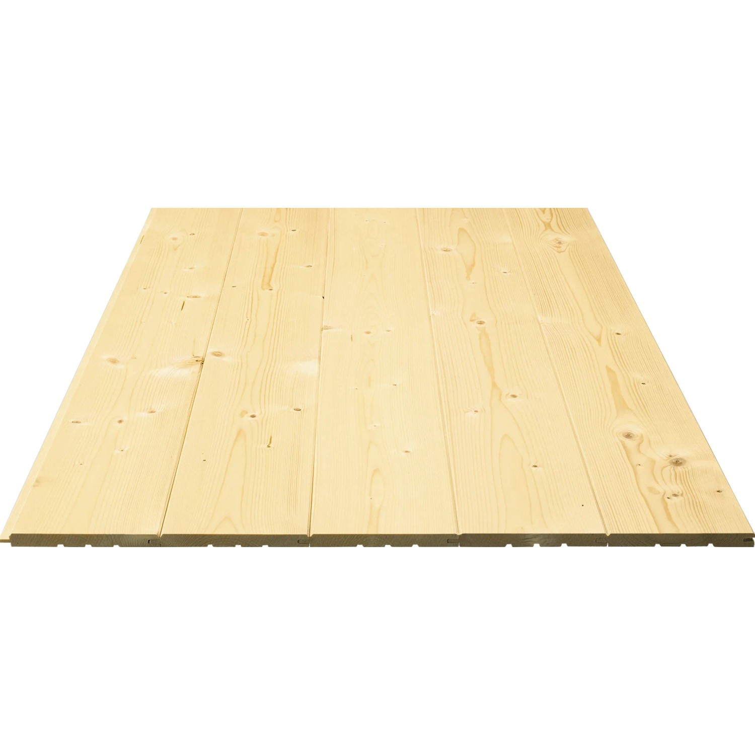 Unbehandeltes Profilholz V-Fase, 12,5x96x2000 mm, Fichte/Tanne, für Wand- und Deckenverkleidung.