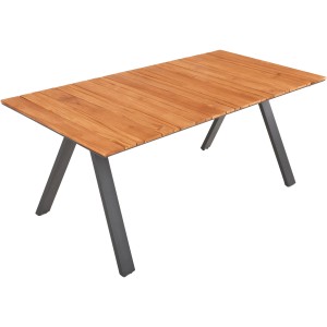 Rechteckiger, dunkelgrauer Gartentisch DAVINA (90x180 cm) von Garden Pleasure mit Holzoptik-Tischplatte und Aluminiumgestell.