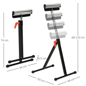 HOMCOM Rollenbock Höhenverstellbar bis 90 kg Metall Schwarz 44 x 50 x 68-110 cm