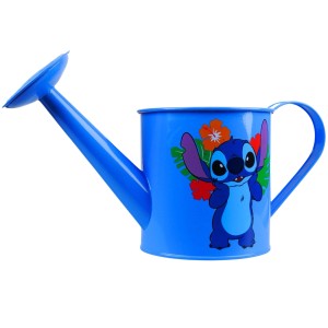 Blaue Disney Gießkanne aus Eisen mit Stitch Motiv, 30 cm hoch.