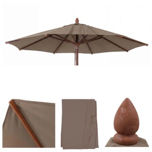 Ersatzbezug für Holz-Sonnenschirm, rund, taupe. Passend für MCW-C57b, Ø3m.