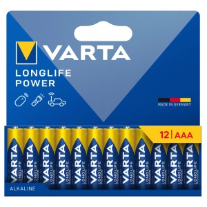 Varta LONGLIFE Power Micro AAA Batterien, 12 Stück. Alkalische Batterien für Maus, Taschenlampe, Spielzeug. Made in Germany.