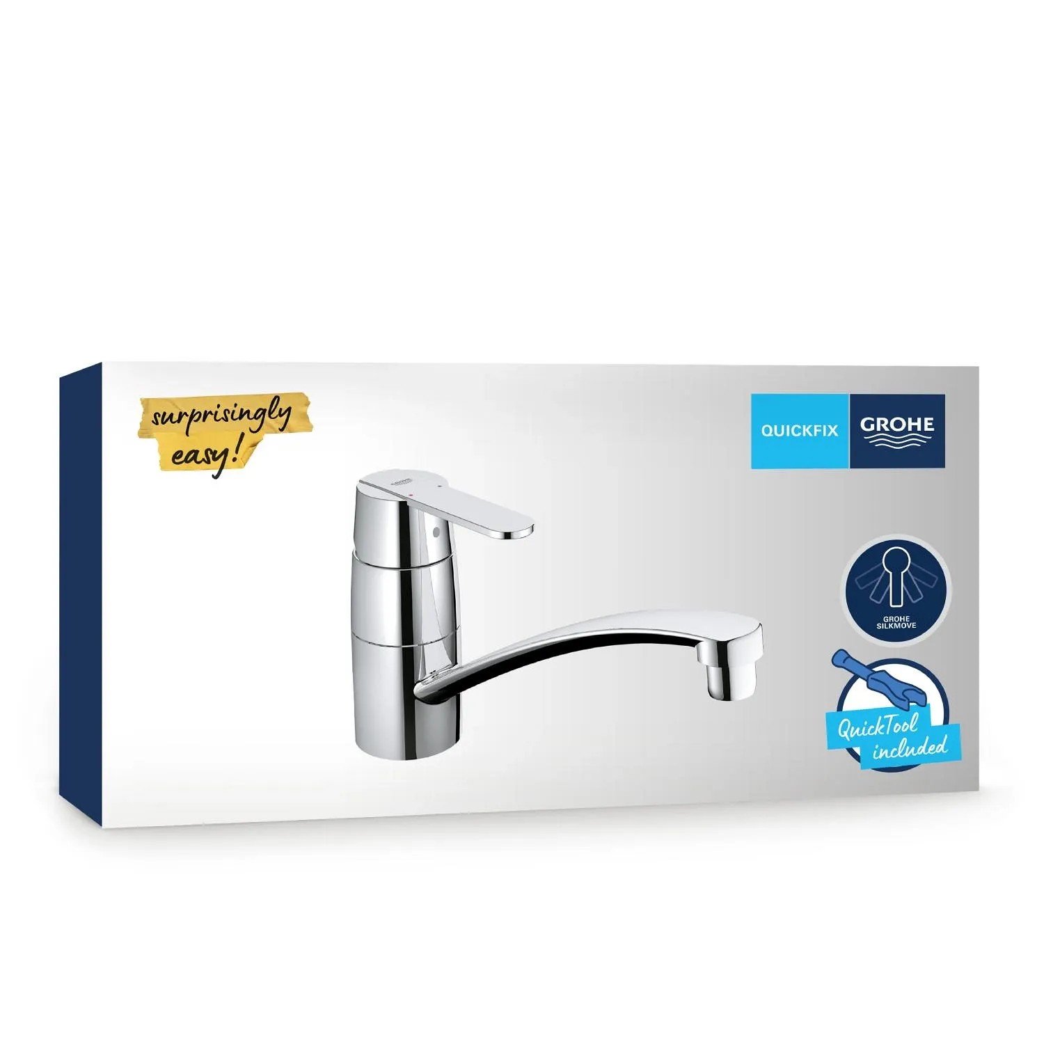 Grohe QuickFix Küchenarmatur Get Chrom im Karton, Einhebelmischer für die Küche.