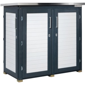 Weka Garten Q Terrassenschrank in Anthrazit, 160x75 cm, mit zwei Türen und Regalböden.