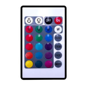 Fernbedienung für Karibu LED-Farblichtschlauch zur Steuerung der Sauna-Beleuchtung.