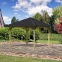 Quadratischer Karibu Pavillon Bever 2 Set mit schwarzen Schindeln und vier Pfosten.