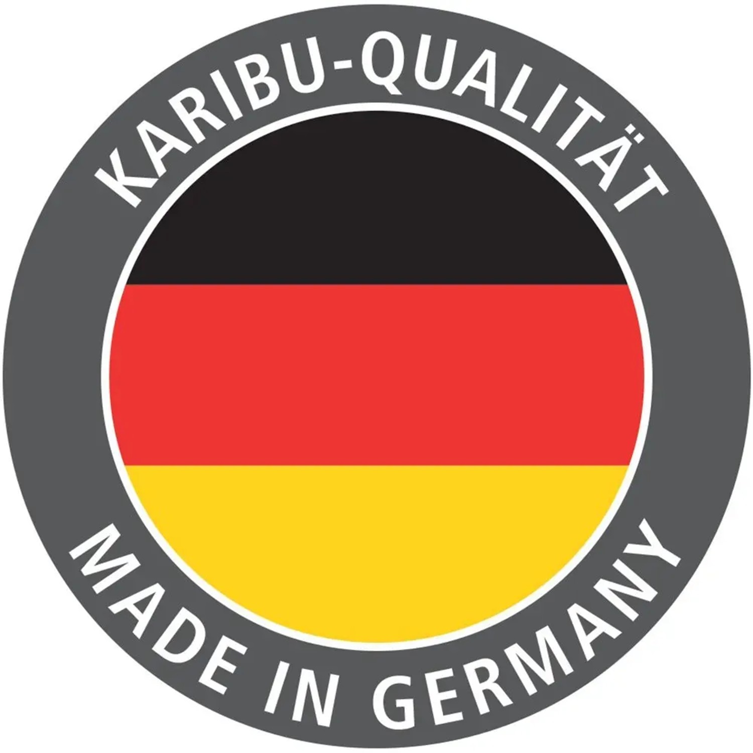 Karibu Qualitätssiegel Made in Germany für Gartenhäuser.