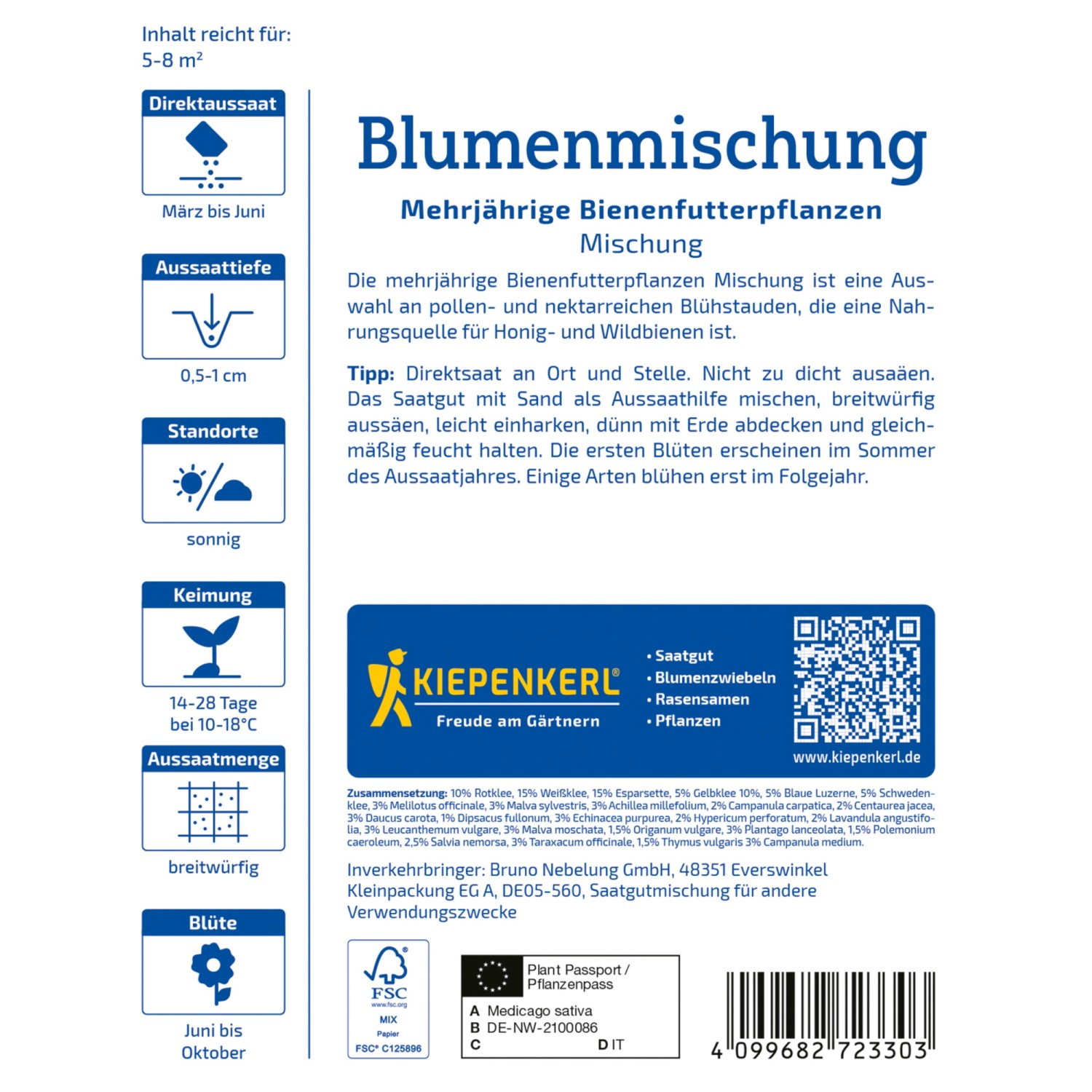 Kiepenkerl Bienenfutterpflanzen mehrjährig: Samenmischung für bienenfreundliche Blumen.
