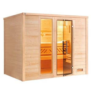Weka Massivholzsauna Bergen 3 Sparset mit Glastür und Fenster