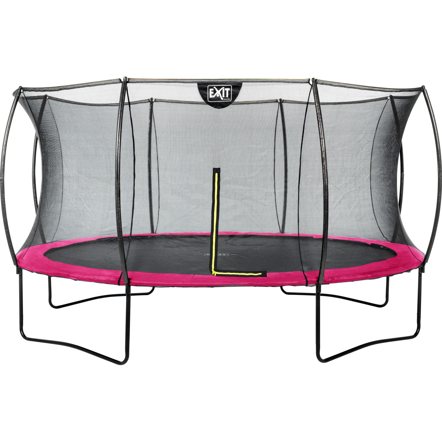 EXIT Silhouette Trampolin D427cm in Rosa mit Sicherheitsnetz für den Garten.