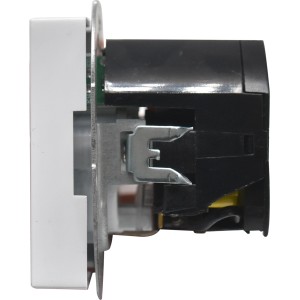 Detailaufnahme einer weißen Annica Hohlwanddose für Schalter und Taster.