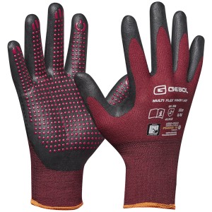 Gebol Arbeitshandschuhe Multi Flex Touch Lady, rot-schwarz, Größe 6. Montagehandschuhe mit Touchscreen-Funktion.