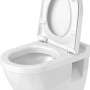 Weißes Duravit Wand WC Set Starck 3 mit offenem WC-Sitz und Absenkautomatik.