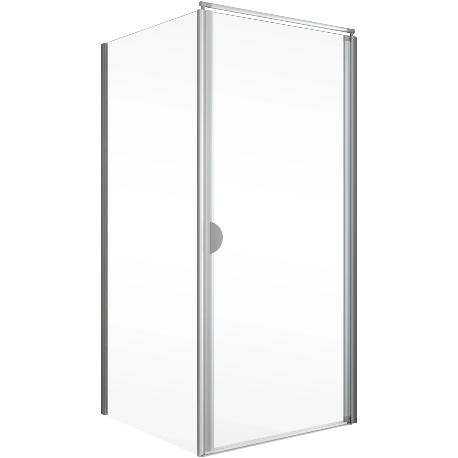 Schulte ExpressPlus Eckdusche mit Drehtür und Seitenwand, Alu Natur, 180x80 cm.