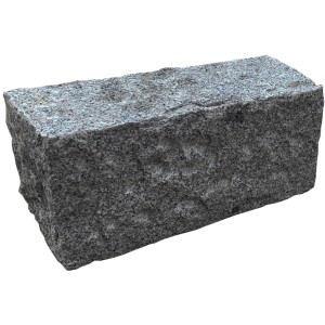 Grauer Granit Mauerstein, allseits gespalten, Format 14x16x35 cm. Naturstein für Mauern und Beeteinfassungen.