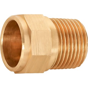 Löt-Übergangsnippel aus Rotguss, 22 mm x 21 mm (R 1/2) für Kupferrohre.