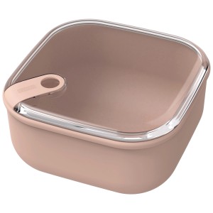 Rosa Rotho Frischhaltedose Ela 2 l mit transparentem Deckel, ideal für die Aufbewahrung von Lebensmitteln.