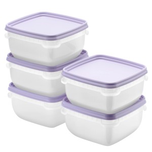 5er-Set SmartStore Gefrierdosen Frost, 0,5 l, Lavendel, stapelbar und gefriergeeignet.