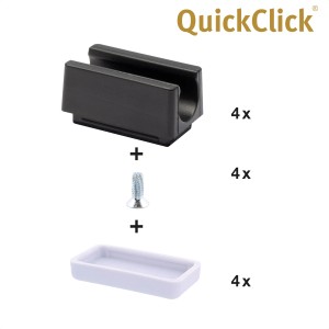 Wagner QuickClick Gleiter-Set, 4x Rohrgleiter, Schrauben und Hyper-Einsätze für Möbel.