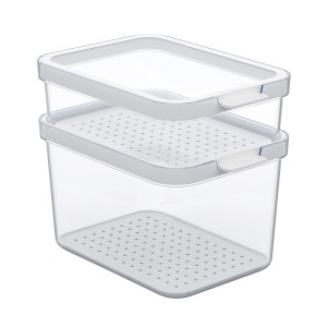 Rotho Kühlschrank-Organizer Cauma, 2-teilig, weiß, für optimale Kühlschrankorganisation.