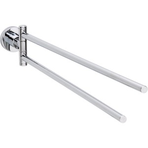 Verchromter tesa® LOXX Handtuchhalter mit zwei Armen zum Kleben.