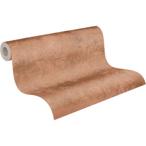 A.S. Création Vliestapete Uni Metallic in Braun-Orange, Rolle der Dekortapete mit leichter Struktur.