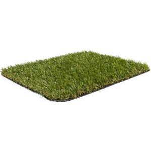 Nahaufnahme von Kunstrasen Mallorca, grüne Meterware, 400 cm breit.